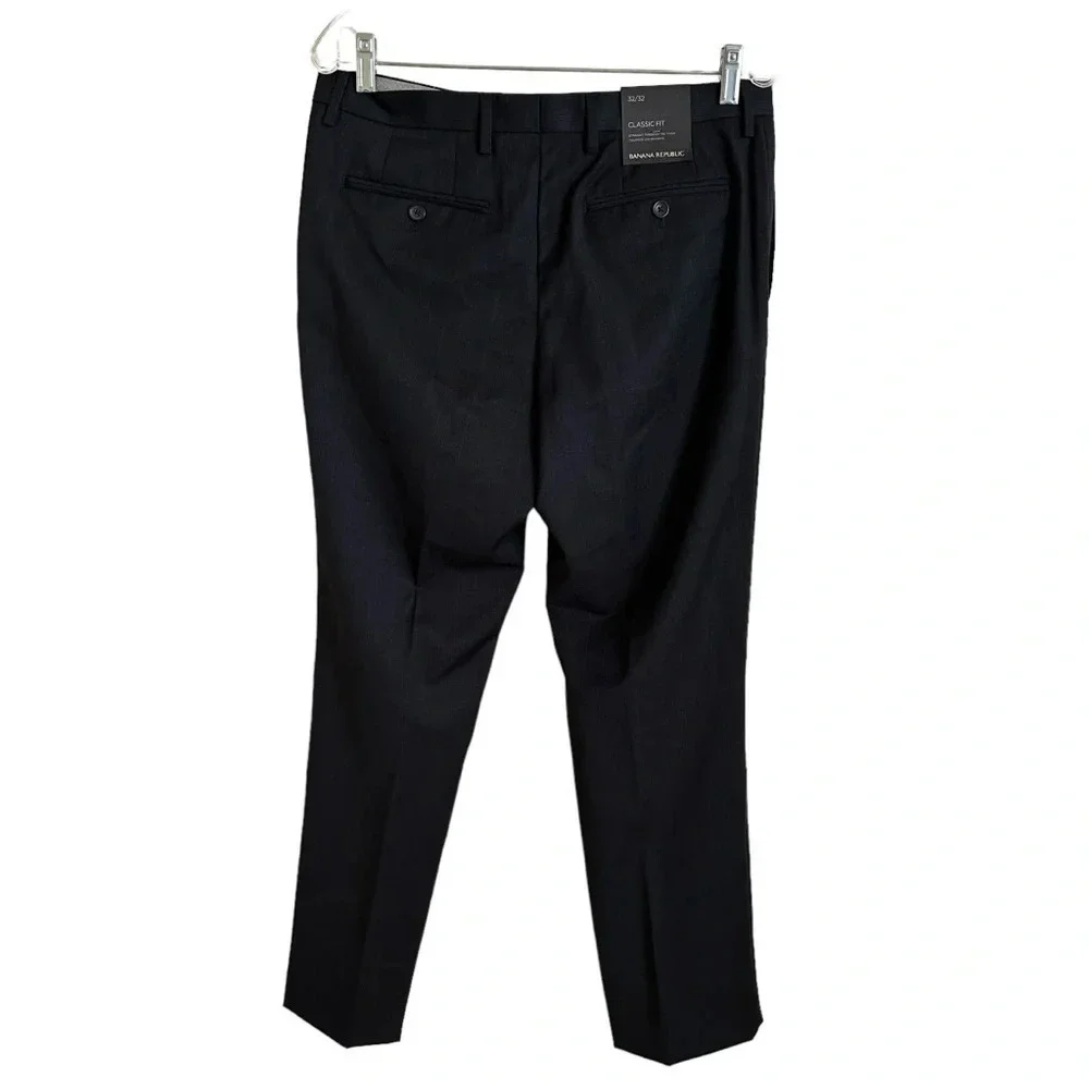 NWT Banana Republic Mens 32/32 Navy Blue Classic Fit Wool Dress Pants Career New